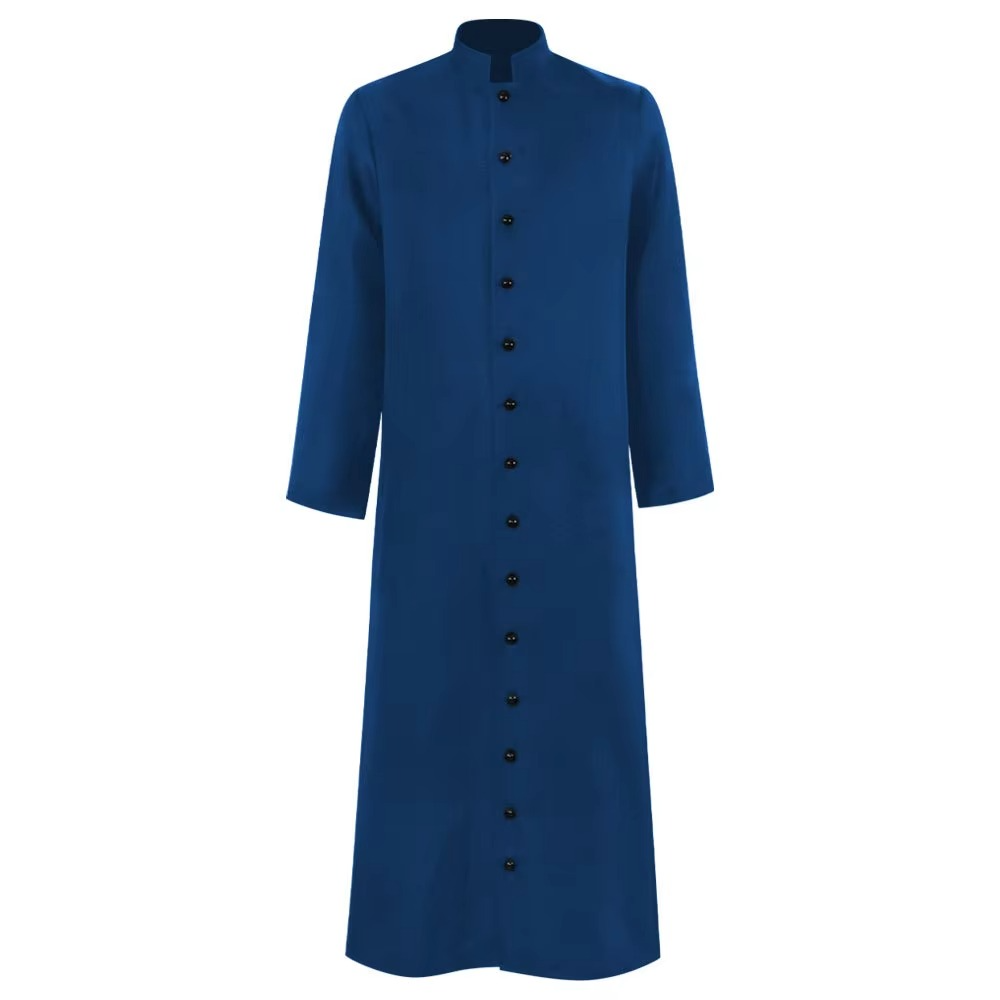 Halloween Priest Costume Roman Catholic Church Outfit with Cassock Robe and Button Closure Vestments - Image 3