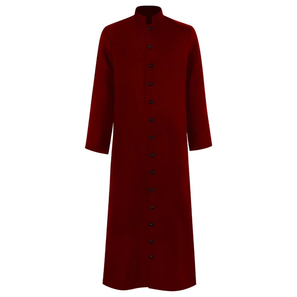 Halloween Priest Costume Roman Catholic Church Outfit with Cassock Robe and Button Closure Vestments - Image 6