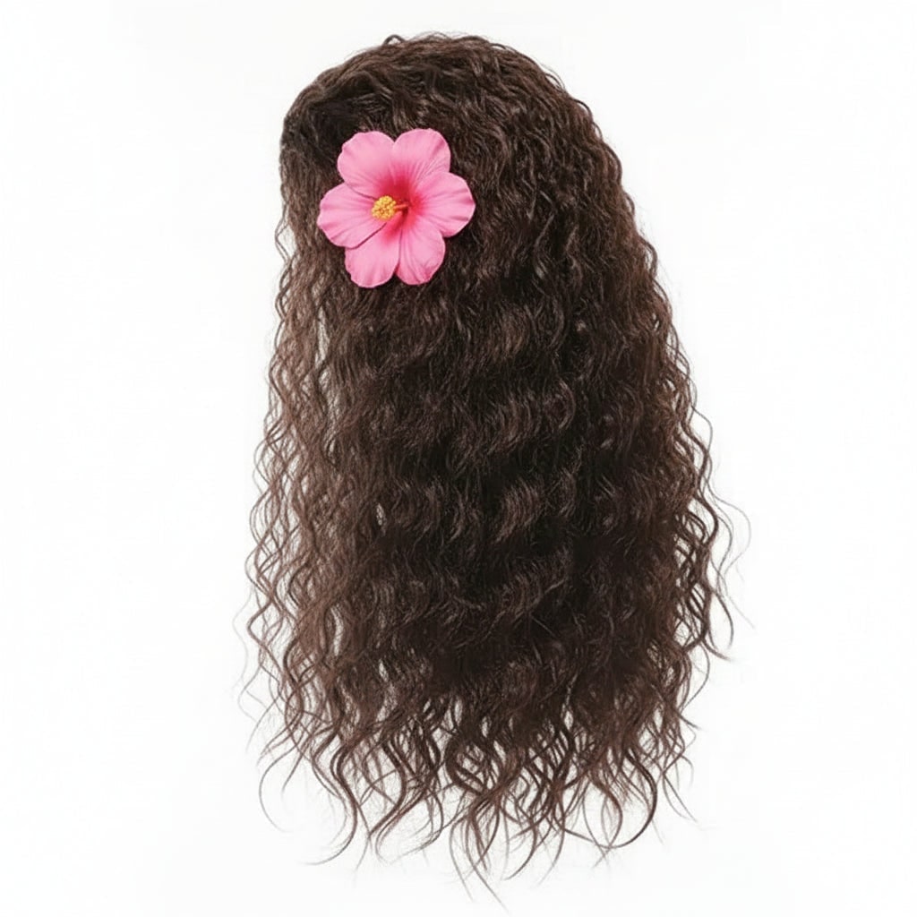 Halloween Princess Costume with Polynesian Geometric Pattern Tube Top and Grass Skirt - Image 8