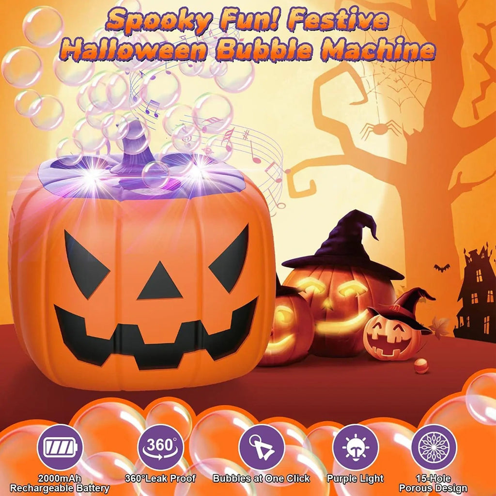 Halloween Pumpkin Bubble Machine and Blower with LED Lights for Outdoor Party Decoration - Image 4