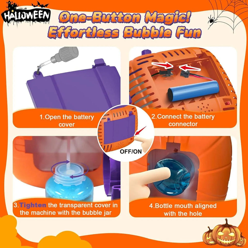 Halloween Pumpkin Bubble Machine and Blower with LED Lights for Outdoor Party Decoration - Image 7