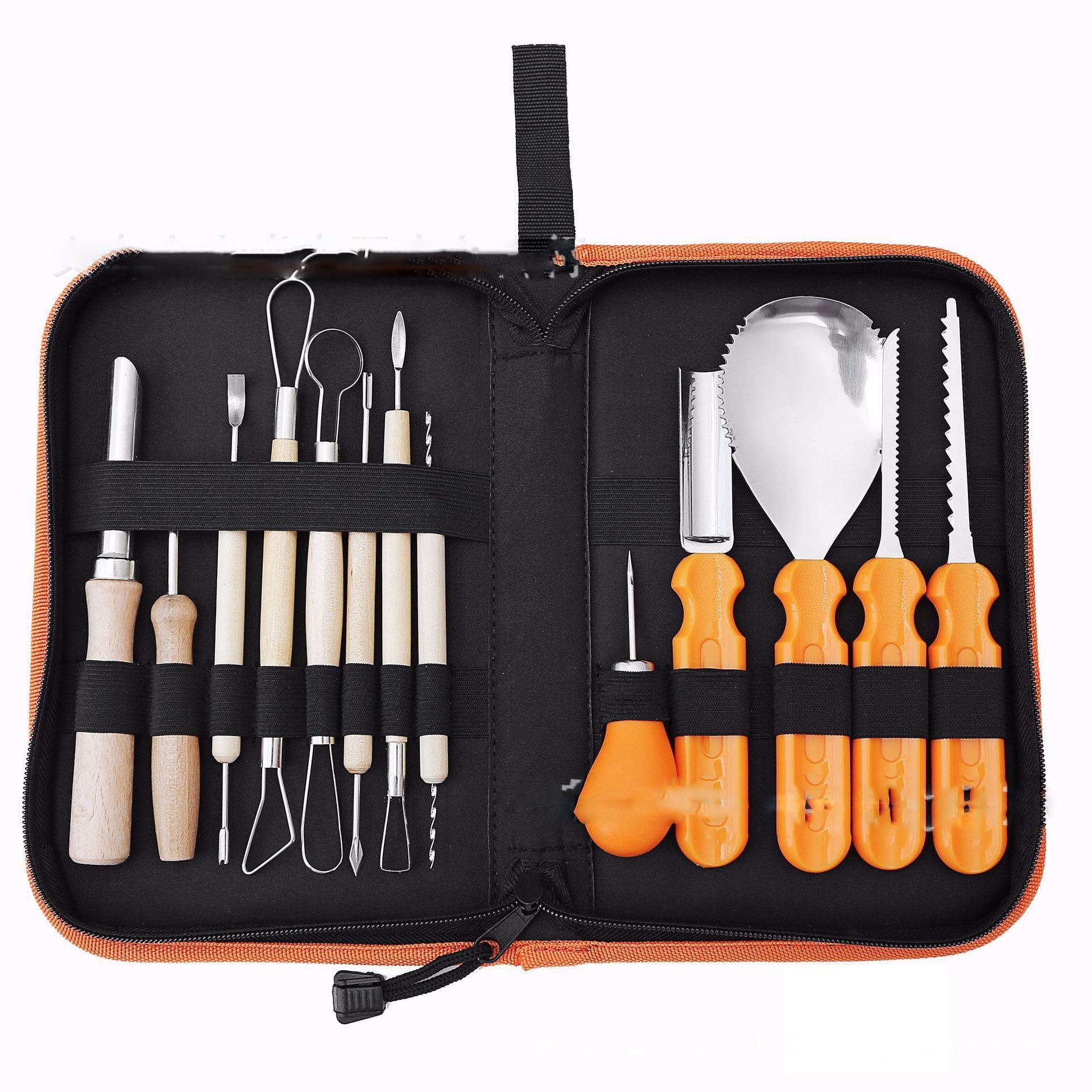 Halloween Pumpkin Carving Kit Tools and Supplies with Stainless Steel Blades Wooden Handles - Image 3