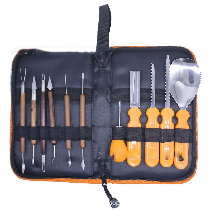Halloween Pumpkin Carving Kit Tools and Supplies with Stainless Steel Blades Wooden Handles - Image 5