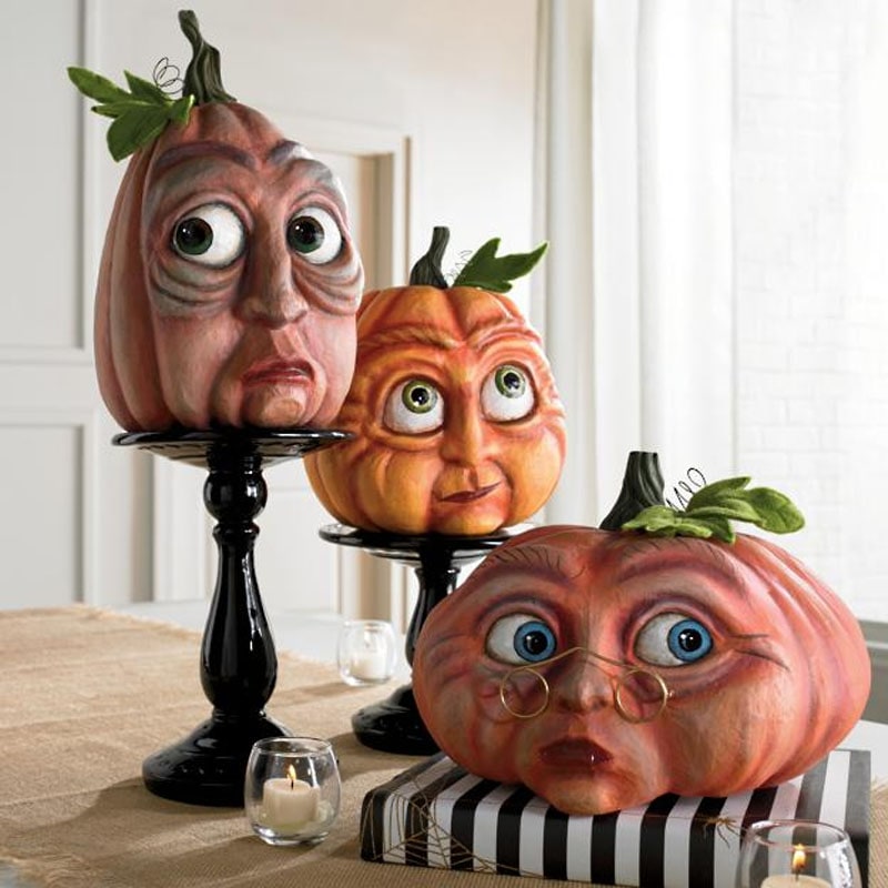 Halloween Pumpkin Decorations with Expressive Faces Resin Figurine for Party and Haunted House Décor - Image 3