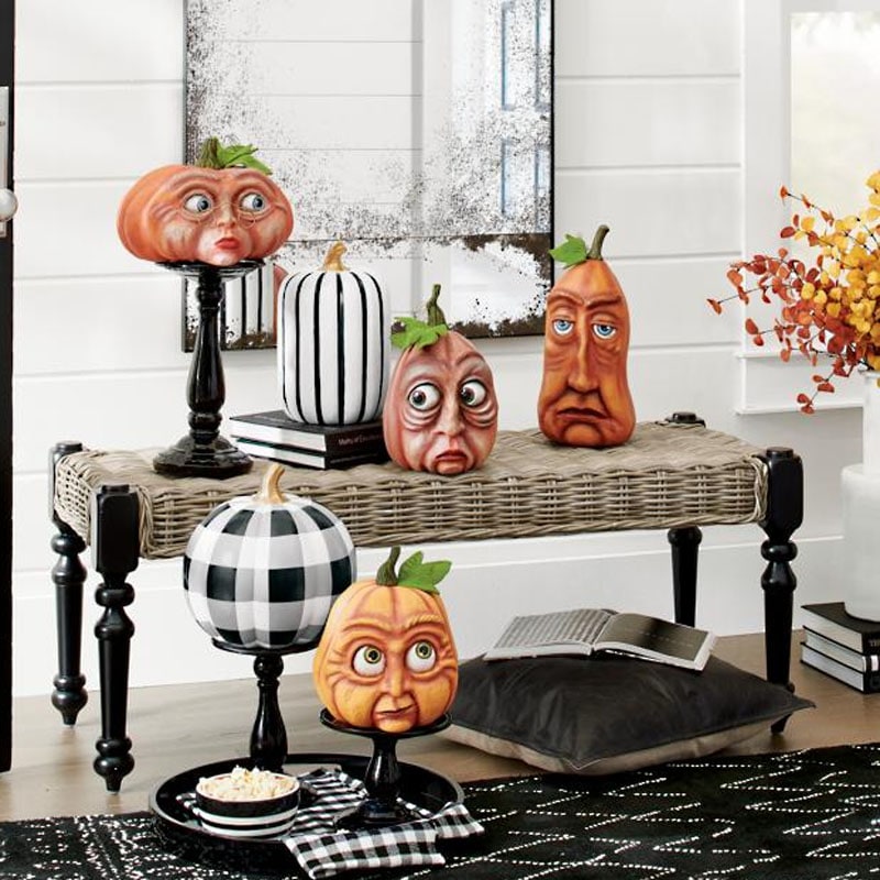 Halloween Pumpkin Decorations with Expressive Faces Resin Figurine for Party and Haunted House Décor - Image 6