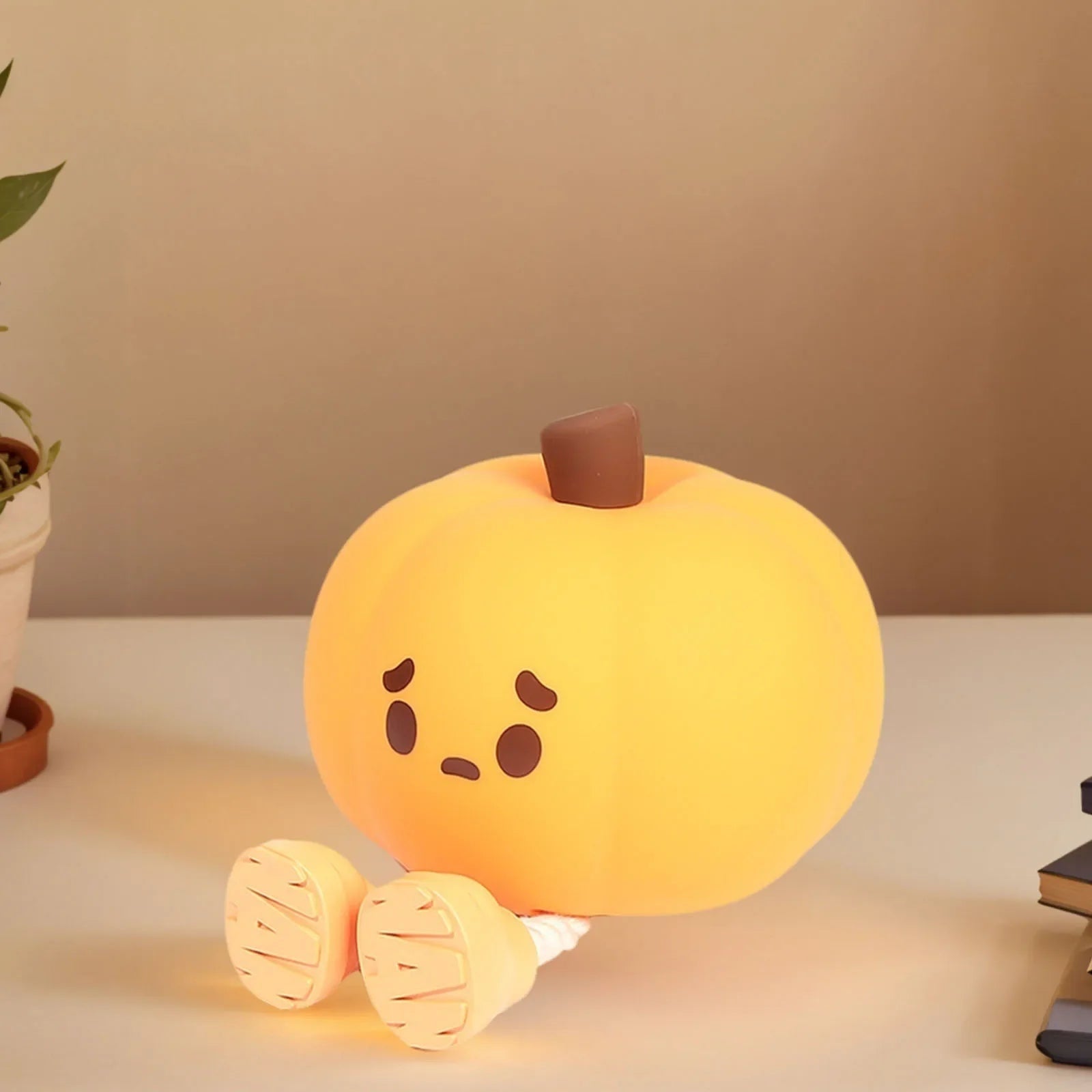 Halloween Pumpkin Night Light Rechargeable LED with Dangling Legs and Sad Face Design - Image 2