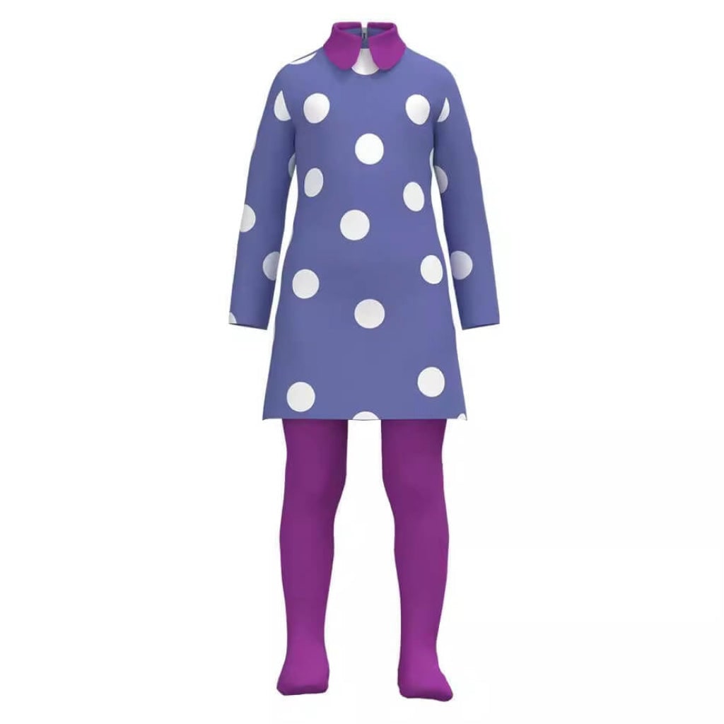 Halloween Purple Polka Dot Character Dress with and Tights Envy Costume - Image 3