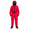 Halloween Red Hooded Jumpsuit Costume with Mesh for Party - Image 2