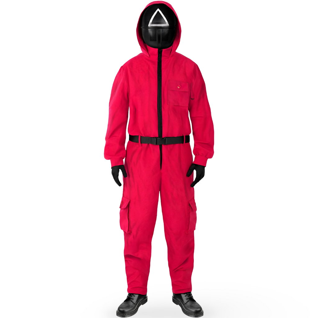 Halloween Red Hooded Jumpsuit Costume with Mesh for Party - Image 4