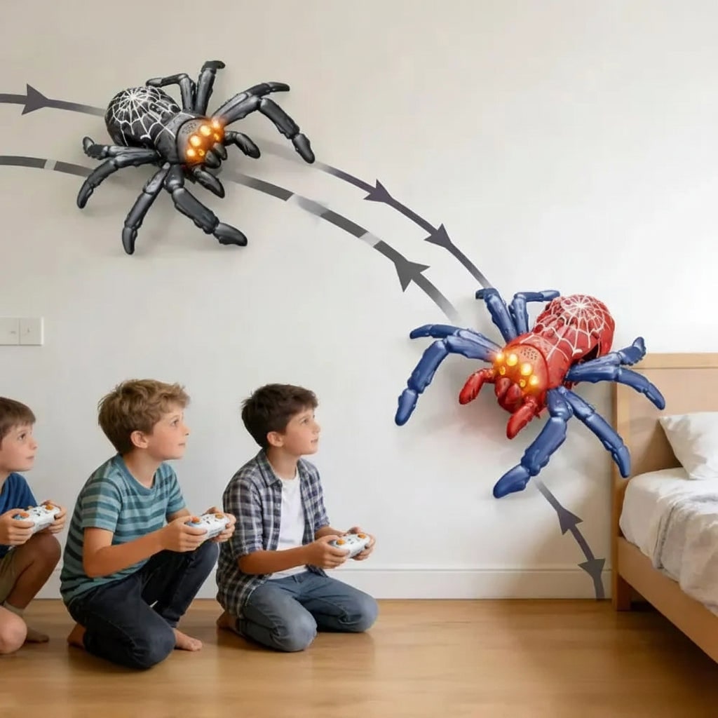 Halloween Remote Control Spider Rc Toy with LED Eyes and Glowing Spiderweb Pattern - Image 2
