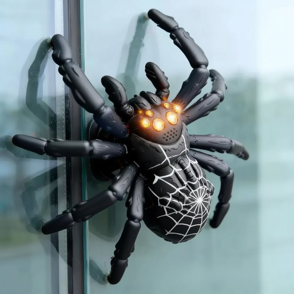 Halloween Remote Control Spider Rc Toy with LED Eyes and Glowing Spiderweb Pattern - Image 3
