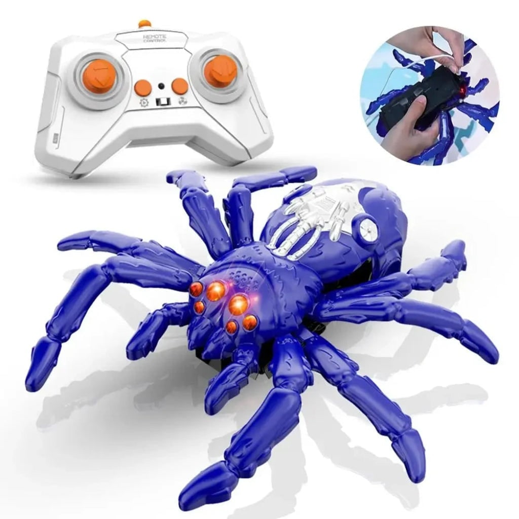 Halloween Remote Control Spider Rc Toy with LED Eyes and Glowing Spiderweb Pattern - Image 8