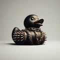 Halloween Rubber Duckling Squishy Duck Gothic Design and Spiked Collar Decoration - Image 1