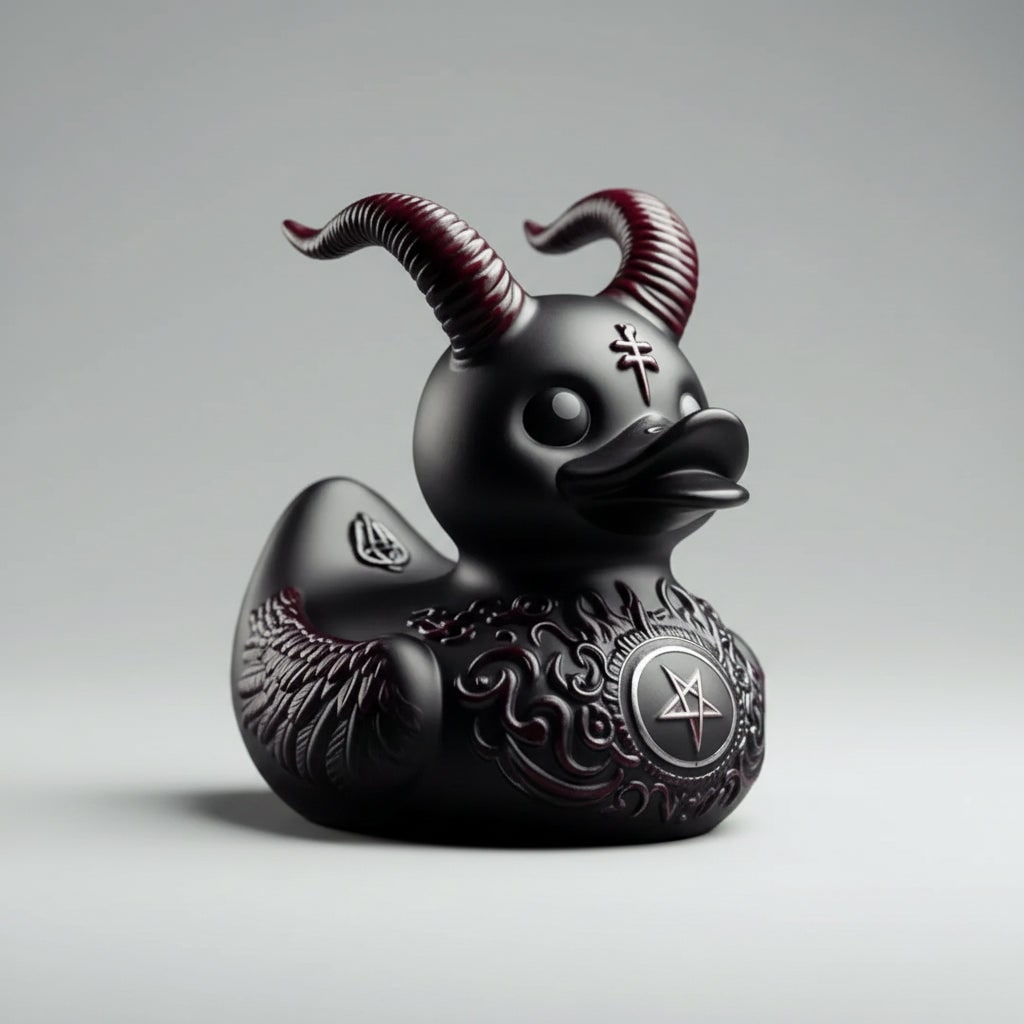 Halloween Rubber Duckling Squishy Duck Gothic Design and Spiked Collar Decoration - Image 2