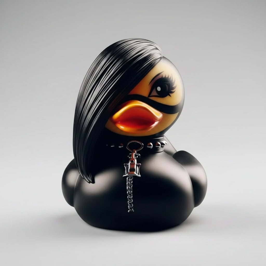 Halloween Rubber Duckling Squishy Duck Gothic Design and Spiked Collar Decoration - Image 3