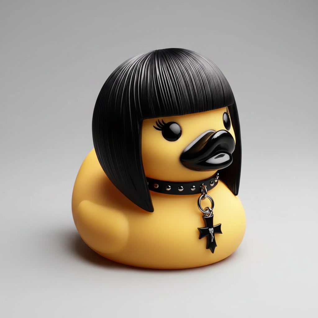 Halloween Rubber Duckling Squishy Duck Gothic Design and Spiked Collar Decoration - Image 4