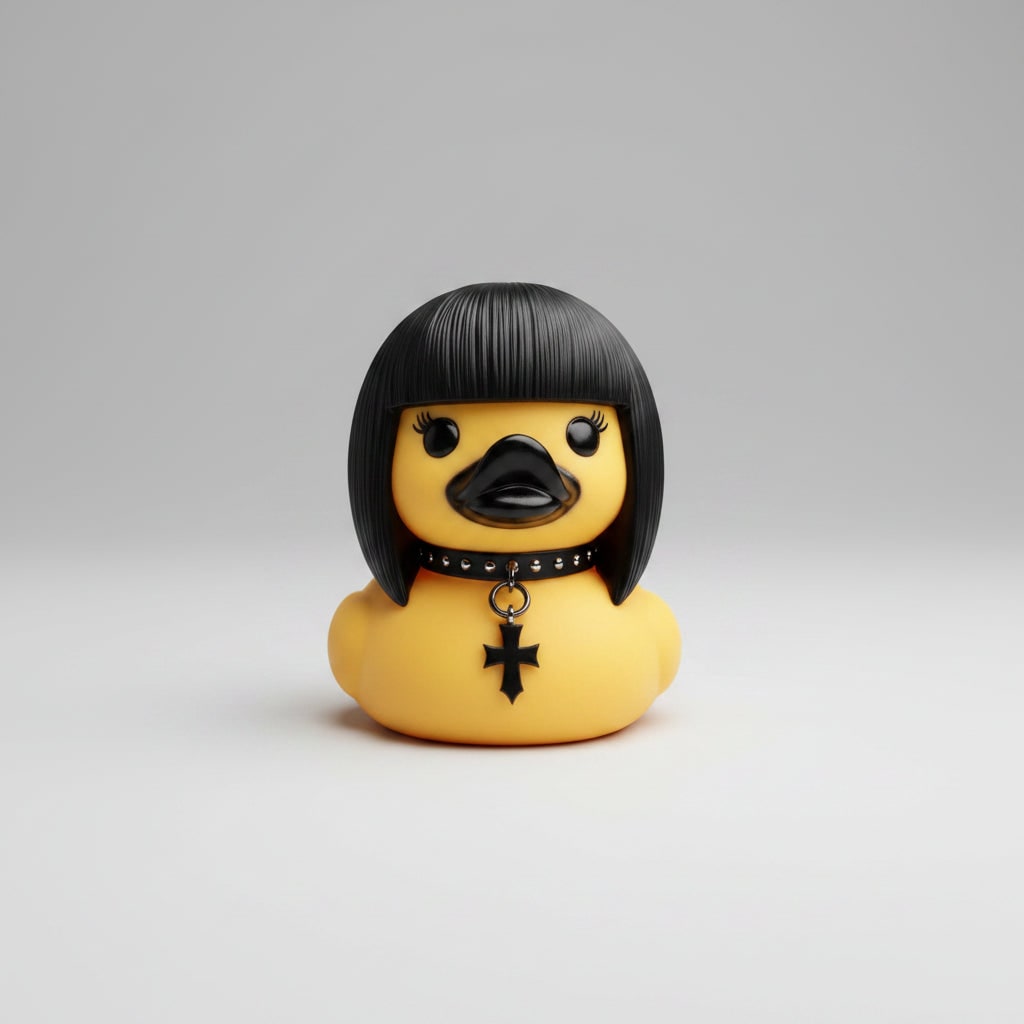 Halloween Rubber Duckling Squishy Duck Gothic Design and Spiked Collar Decoration - Image 6