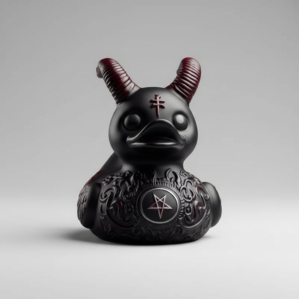 Halloween Rubber Duckling Squishy Duck Gothic Design and Spiked Collar Decoration - Image 8