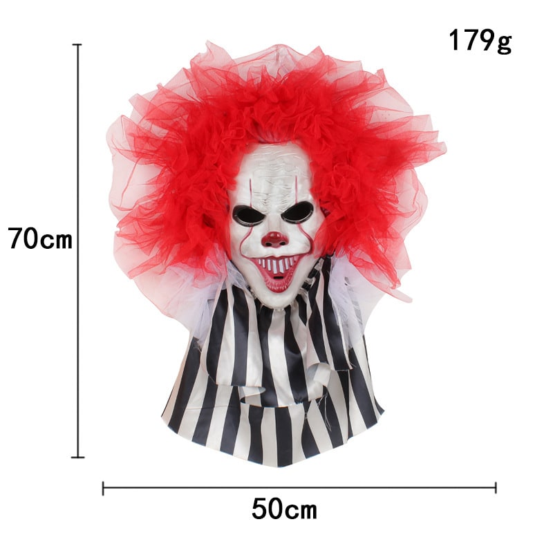 Halloween Scary Clown Door Decoration with Red Tulle Hair for Party Supplies - Image 2