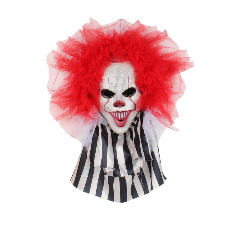 Halloween Scary Clown Door Decoration with Red Tulle Hair for Party Supplies - Image 6
