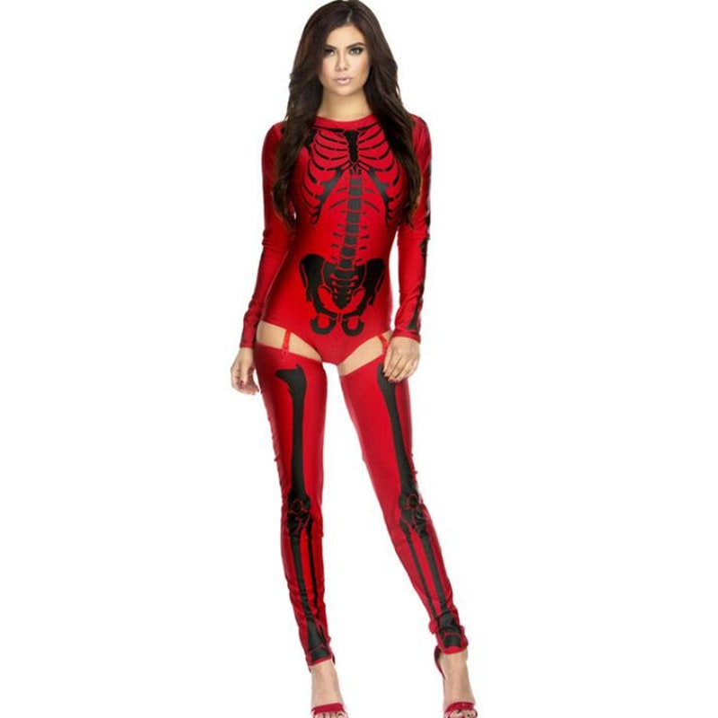 Halloween Skeleton Costume with Bodysuit and Garter Leggings Two Piece Set - Image 1