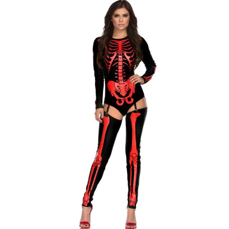 Halloween Skeleton Costume with Bodysuit and Garter Leggings Two Piece Set - Image 4