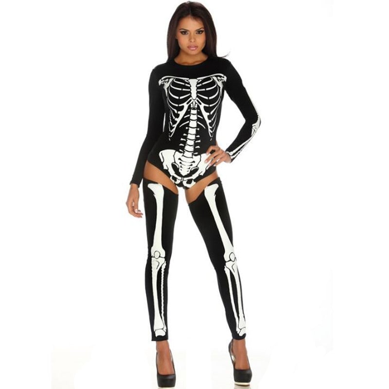 Halloween Skeleton Costume with Bodysuit and Garter Leggings Two Piece Set - Image 5