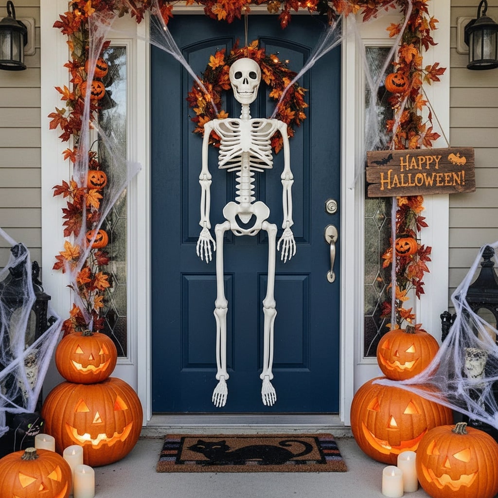 Halloween Skeleton Decoration and Prop Life-Size Poseable with Articulated Joints - Image 1