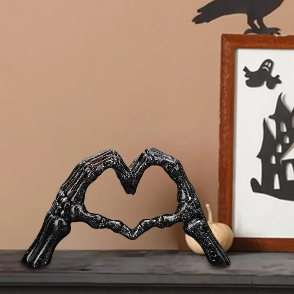 Halloween Skeleton Decoration Heart Sculpture Tabletop Figurine for Table Decor - Image 3