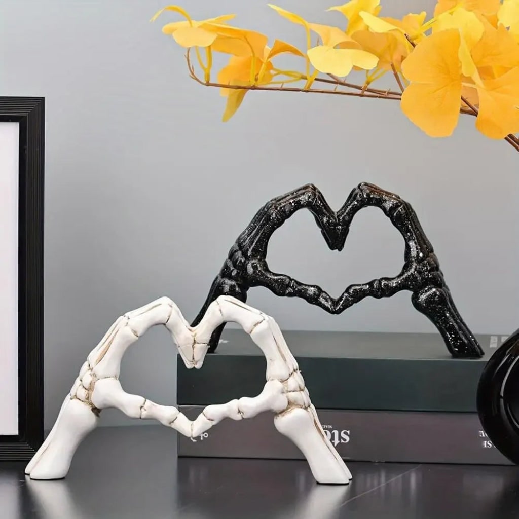 Halloween Skeleton Decoration Heart Sculpture Tabletop Figurine for Table Decor - Image 4