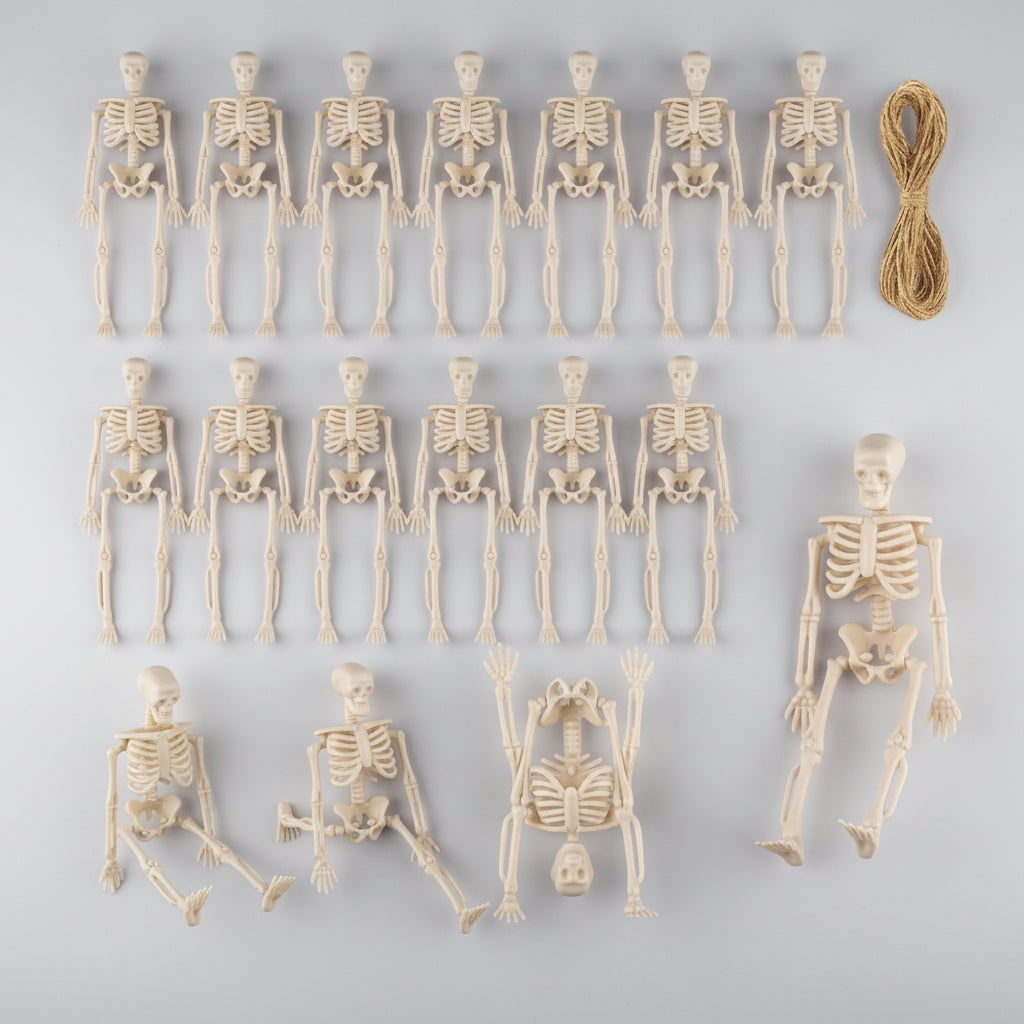 Halloween Skeleton Decoration Mini Plastic Figurines with Posable Joints for Party and Haunted House - Image 1