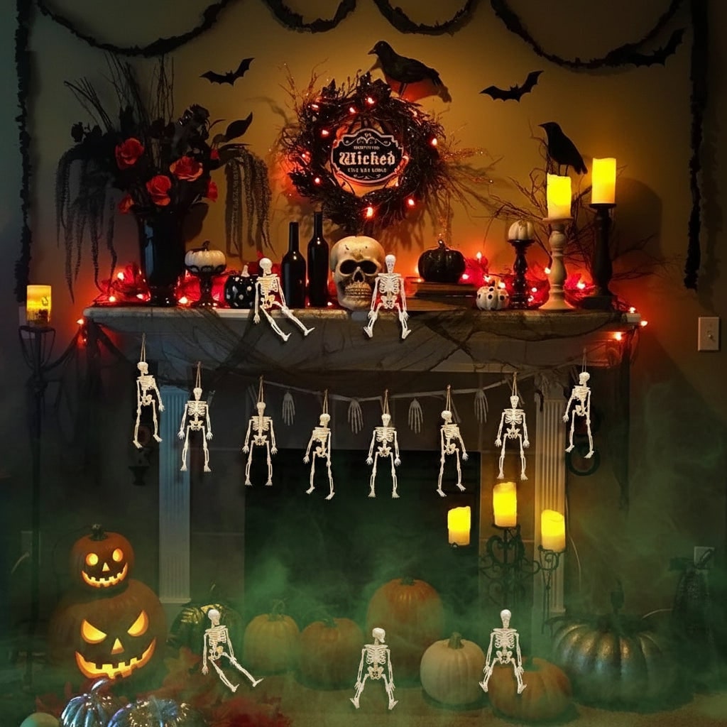 Halloween Skeleton Decoration Mini Plastic Figurines with Posable Joints for Party and Haunted House - Image 6