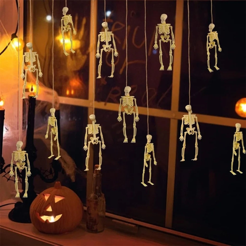 Halloween Skeleton Decorations Mini Plastic with Poseable Limbs for Party Decor - Image 2