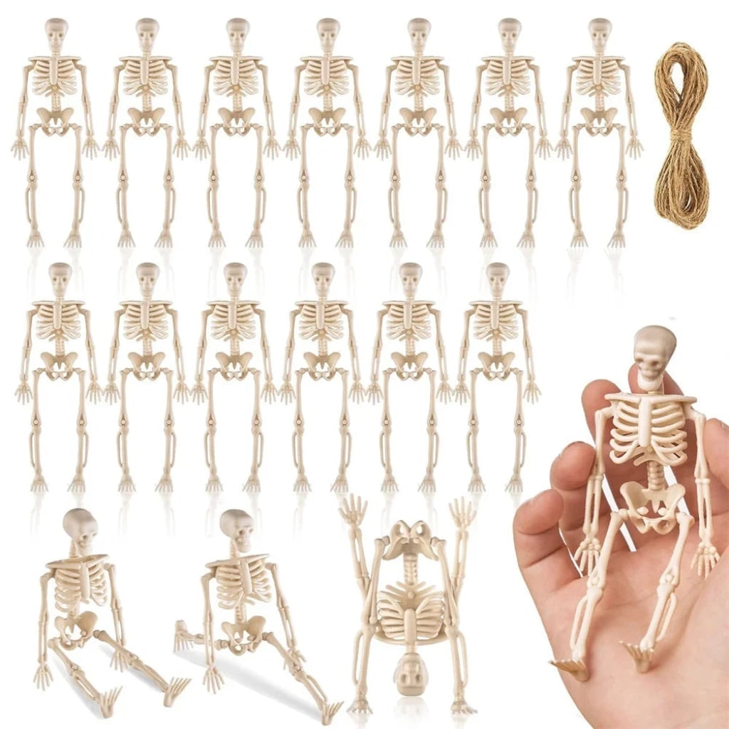 Halloween Skeleton Decorations Mini Plastic with Poseable Limbs for Party Decor - Image 4
