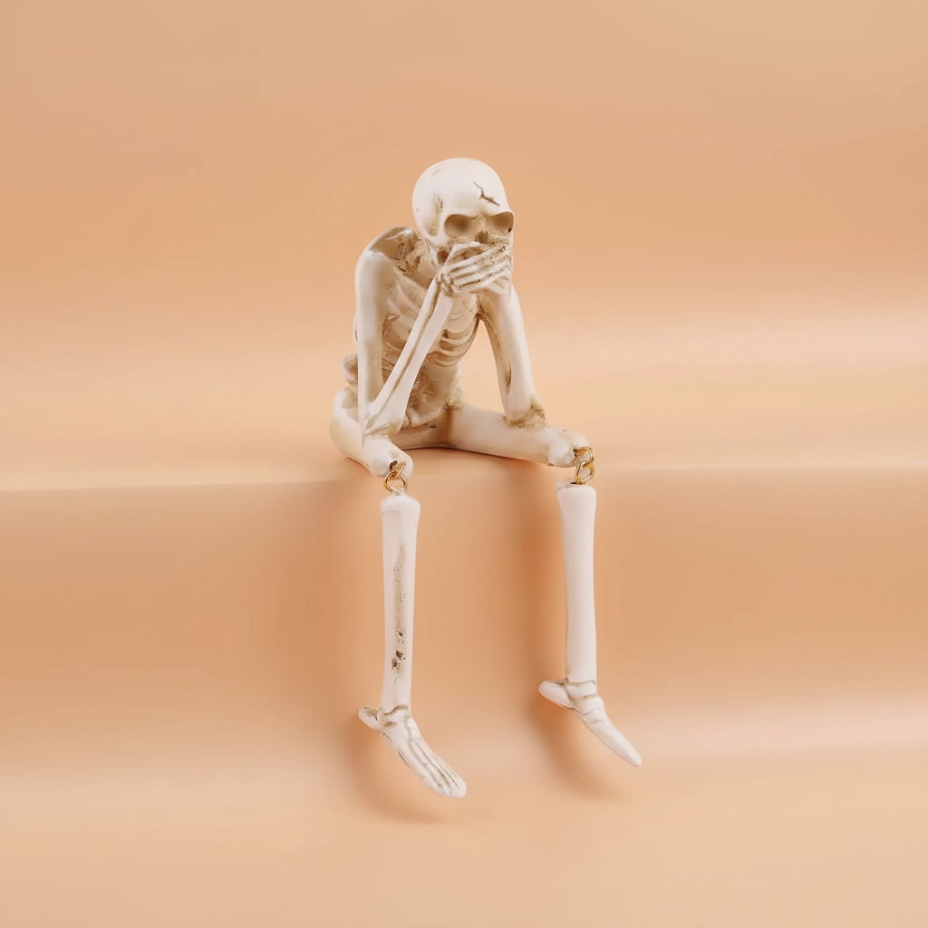 Halloween Skeleton Shelf Sitters with Dangling Legs and See Hear Speak No Evil Poses - Image 1