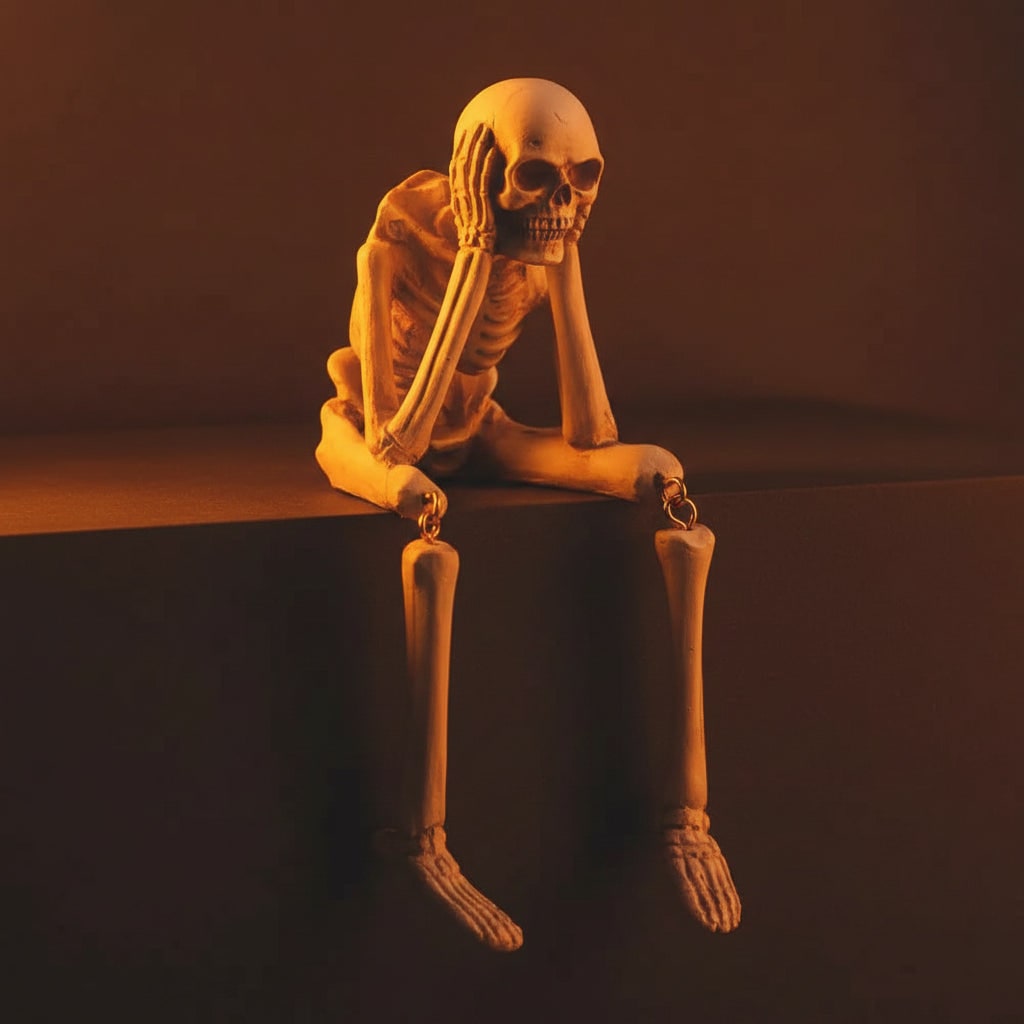 Halloween Skeleton Shelf Sitters with Dangling Legs and See Hear Speak No Evil Poses - Image 2