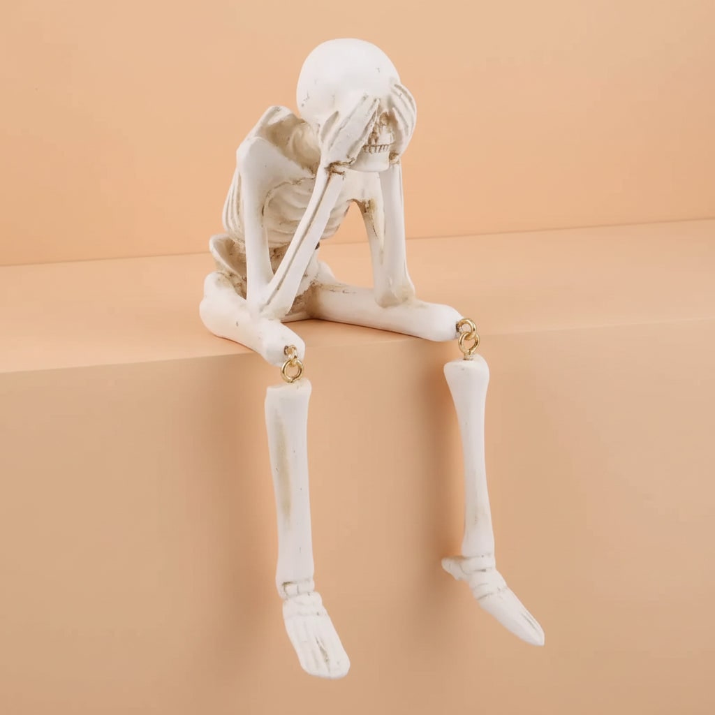 Halloween Skeleton Shelf Sitters with Dangling Legs and See Hear Speak No Evil Poses - Image 3