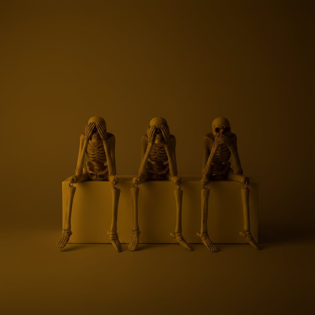 Halloween Skeleton Shelf Sitters with Dangling Legs and See Hear Speak No Evil Poses - Image 6