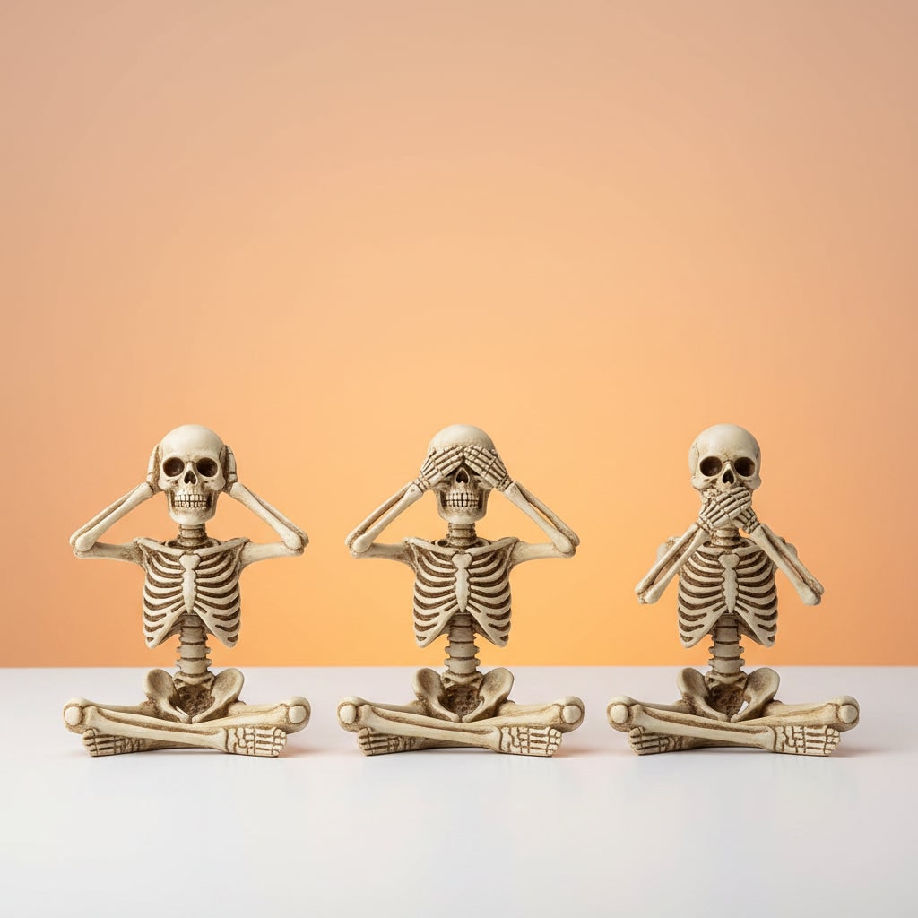 Halloween Skeleton Shelf Sitters with Dangling Legs and See Hear Speak No Evil Poses - Image 8