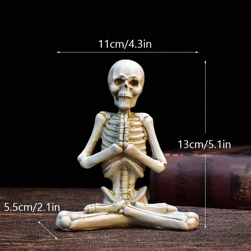 Halloween Skeleton Yoga Pose Resin Desktop Decoration Figurine - Image 1