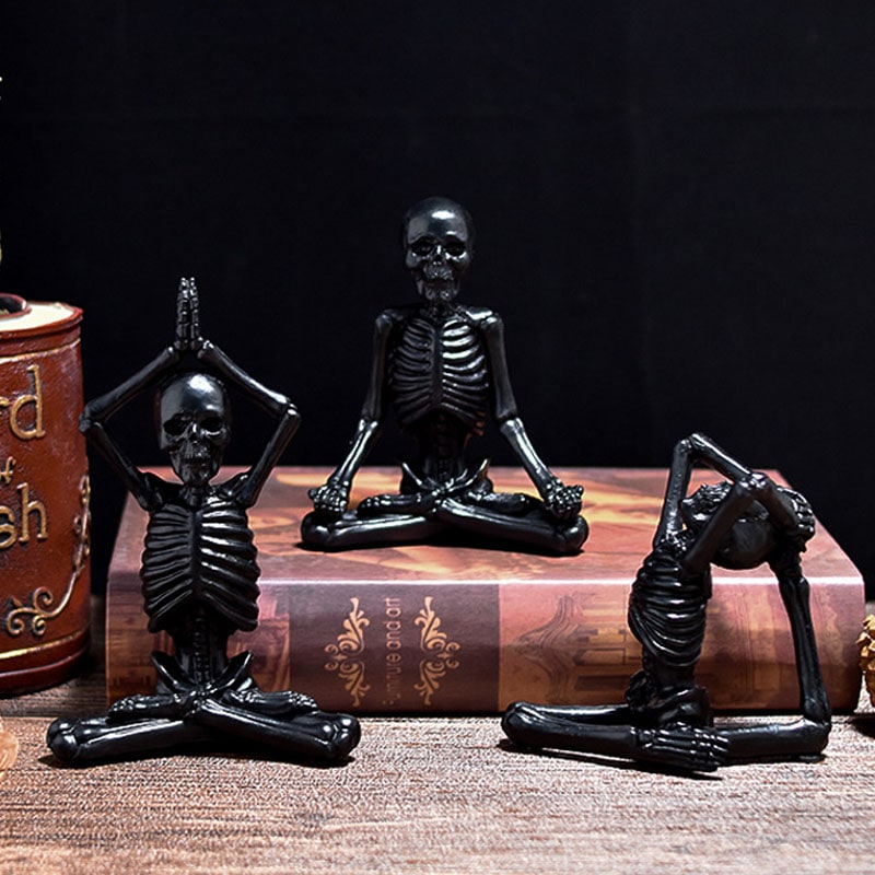 Halloween Skeleton Yoga Pose Resin Desktop Decoration Figurine - Image 13