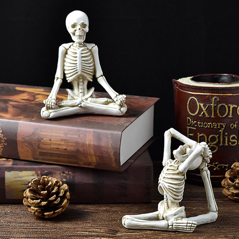 Halloween Skeleton Yoga Pose Resin Desktop Decoration Figurine - Image 15