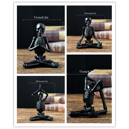 Halloween Skeleton Yoga Pose Resin Desktop Decoration Figurine - Image 2