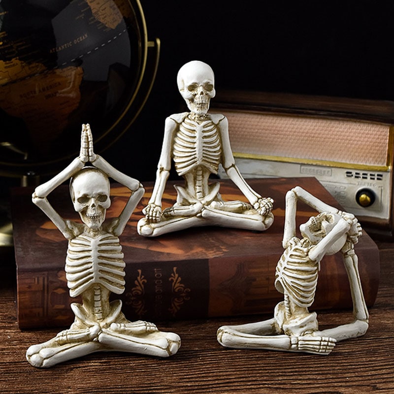 Halloween Skeleton Yoga Pose Resin Desktop Decoration Figurine - Image 4