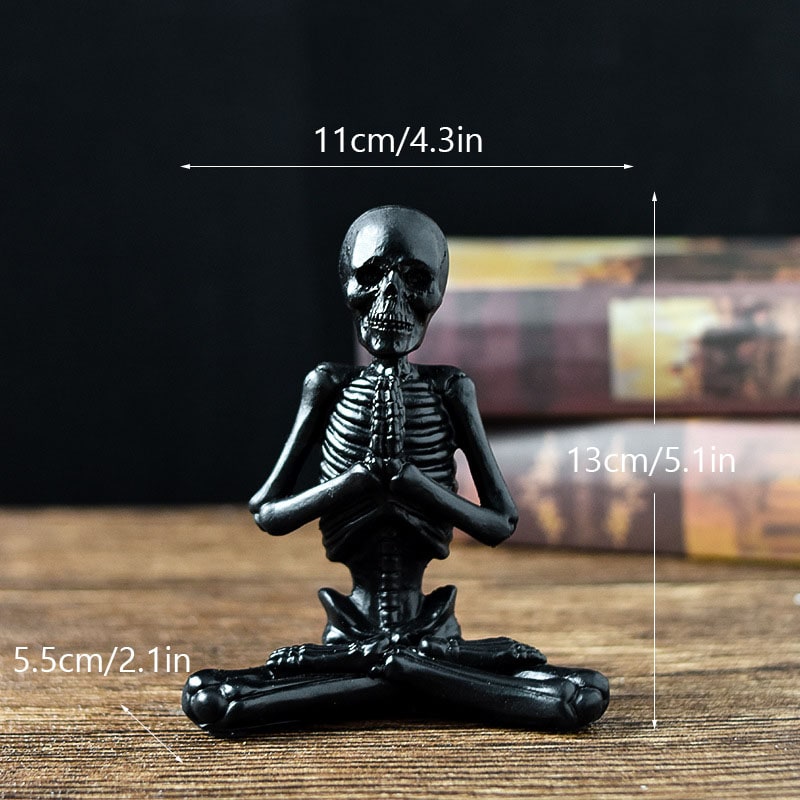 Halloween Skeleton Yoga Pose Resin Desktop Decoration Figurine - Image 5