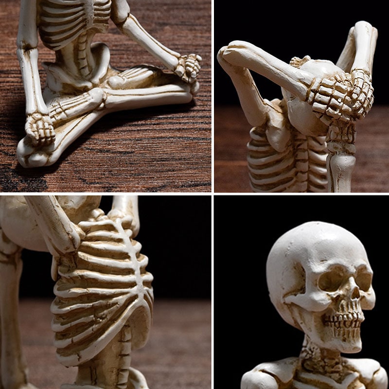 Halloween Skeleton Yoga Pose Resin Desktop Decoration Figurine - Image 7