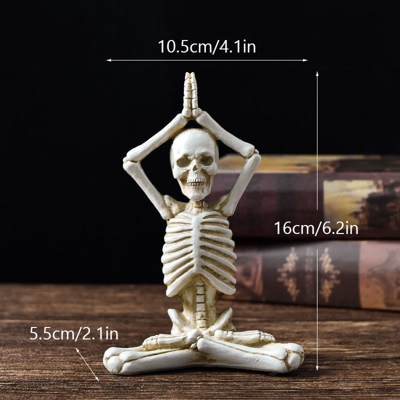 Halloween Skeleton Yoga Pose Resin Desktop Decoration Figurine - Image 9