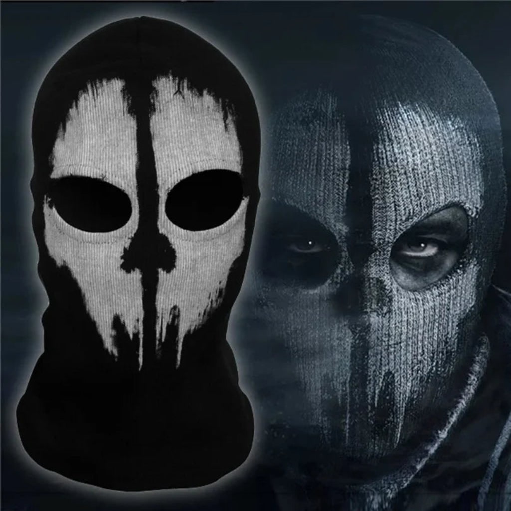 Halloween Skull Balaclava Mask Ski Black Full Face Coverage with Distressed Print Design - Image 2