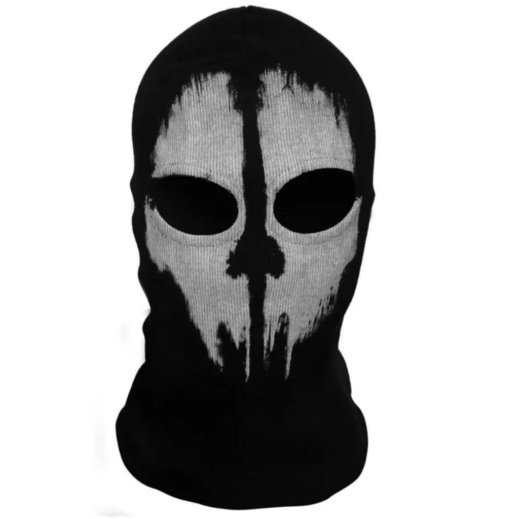 Halloween Skull Balaclava Mask Ski Black Full Face Coverage with Distressed Print Design - Image 3