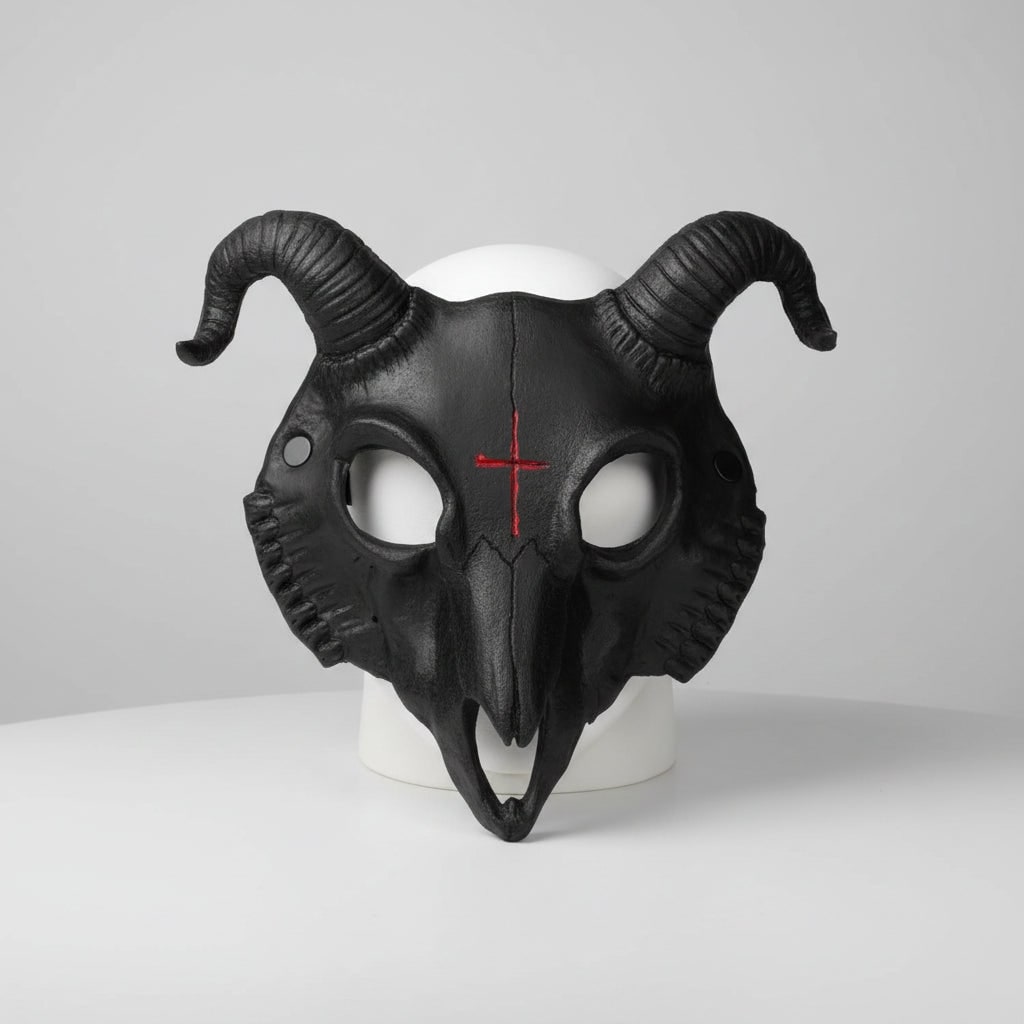 Halloween Skull Mask for Party Costume with Goat Head Design and Elastic Strap Mexican - Image 3